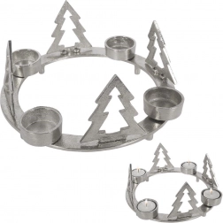 Hliníkový svietnik na 4 čajové sviečky 25 cm