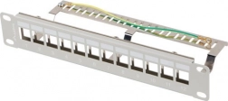 Patch panel 12 portov 1U 10" FTP s organizérom pre keystone moduly, sivý