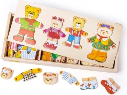 Bigjigs Toys obliekačkové puzzle Medvedia rodinka
