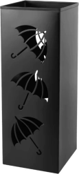 Kovový stojan na dáždniky s vetracími otvormi – čierny