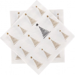 Papierové sviatočné servítky s motívom stromčeka, 3-vrstvové, 33 × 33 cm, 20 ks