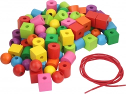 Farebné drevené maxi perly s navliekacou šnúrkou 92 ks