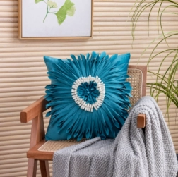 Dekoratívny poťah na vankúš s chryzantémovým vzorom 45x45 cm