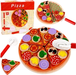 Drevená krájacia pizza na suchý zips s doplnkami