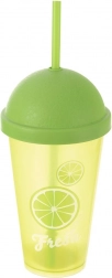 Plastový kelímok s viečkom a slamkou 450 ml – citrusový motív