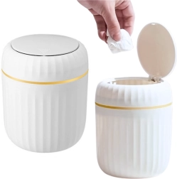 Malý kôš na odpadky s otvárateľným vekom biely
