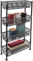 Úzky 4-poschodový kúpeľňový regál GREY 50 × 19,5 × 83 cm