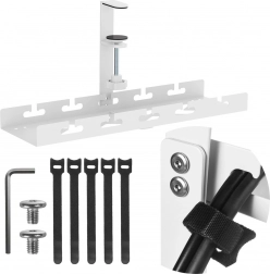 podstolový organizér káblov s upínacím držiakom, 40 cm, biely