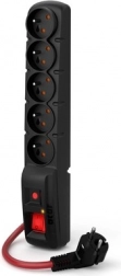 Predlžovací prepäťový chránič ACAR F5 Power, 5 zásuviek, 10 m, 16 A, čierna