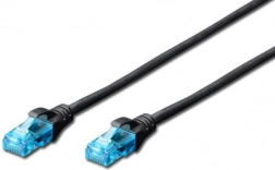 Patch kábel RJ45–RJ45 CAT5e U/UTP, 0,25 m, čierny