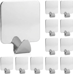 Samolepiace nerezové háčiky Storage Solutions strieborné, 12 ks