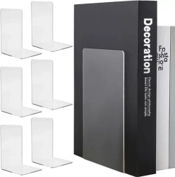 Priehľadné knižné zarážky RUHHY – sada 6 ks