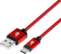 Nabíjací a dátový kábel USB‑C 1,5 m – rubínovo červený, opletený