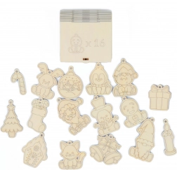 Drevené vianočné magnetky do detskej izby, 16 ks