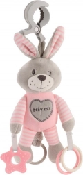 Plyšová vibračná hračka s klipom Baby Mix zajačik ružový 22 cm