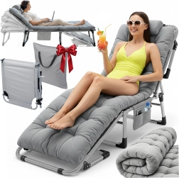 Skladacie turistické lôžko a záhradné ležadlo ChillWell Dream – sivé