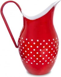 Smaltovaný červený džbán s bodkami TEČKA 2,5 l