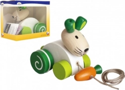 Ťahací drevený zajačik s mrkvou pre prvé krôčiky