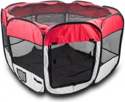Skladacia textilná ohrádka pre psov a malé zvieratá, červená