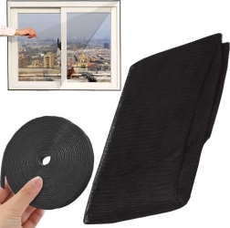 Čierna okenná sieť proti hmyzu so samolepiacim suchým zipsom 150 × 130 cm