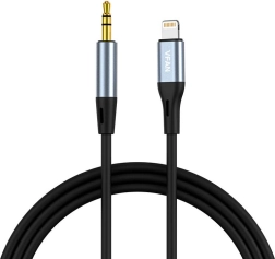Vipfan kábel Lightning na AUX 3,5 mm (mini jack) 1 m sivý