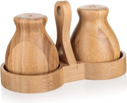 Bambusová soľnička a korenička so stojanom BRILLANTE Bamboo