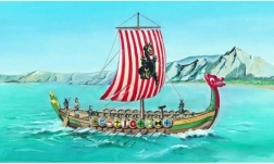 Vikingská loď DRAKKAR – model 1:60