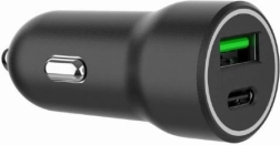 čierna nabíjačka do auta USB-A/USB-C 20W PD