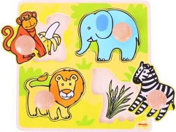 Bigjigs Toys moje prvé vkladacie puzzle safari (drevené, 4 dieliky)
