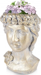 Zlatý kvetináč v tvare gréckej hlavy 33 cm