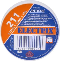 Solight izolačná elektro páska biela 15 mm x 0,13 mm x 10 m