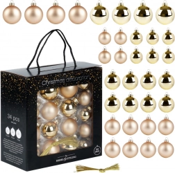 Sklenené vianočné gule zlaté 34 ks (4/5/6 cm)