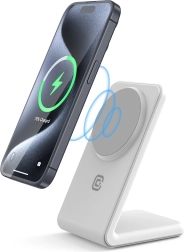 Magnetický stojan s bezdrôtovým nabíjaním 2v1 s MagSafe pre iPhone a AirPods – Biela