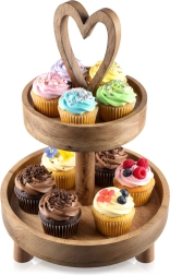 Dvojposchodový drevený etažér MANGO 42 cm