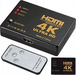 HDMI prepínač 3×1 s diaľkovým ovládaním, 4K UHD
