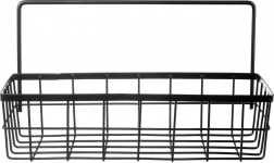 Závesná kuchynská polica na reling, kovová čierna RADKA 30 × 10,5 × 17 cm