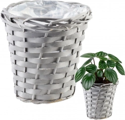 Sivý prútený obal na kvetináč 16 × 17 cm