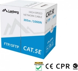 Sftp sieťový kábel cat 5e 305 m, plná meď, sivý