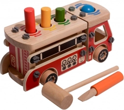 Drevená hasičská konštrukčná sada so zatĺkačkou LUCY & LEO