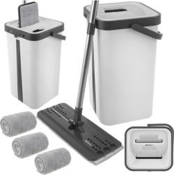 Plochý mop RUHHY s dvojkomorovým vedrom 11 l a 3 mikrovláknovými návlekmi