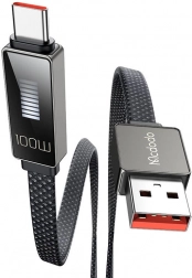 Mcdodo USB–USB‑C kábel s LED displejom 1,2 m (čierny)