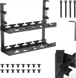podstolový organizér káblov s dvojitou policou 40 cm s upínaním