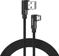 Obojstranný kábel USB A – Micro USB 2 m s uhlom 90° SAVIO