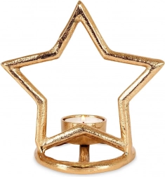 Hviezdicový svietnik na čajové sviečky, zlatý hliník 15,5 cm