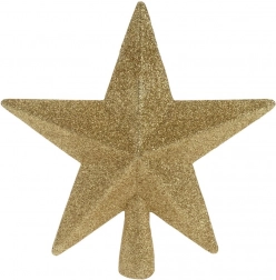 Zlatá nerozbitná hviezda na špičku vianočného stromčeka 19 cm