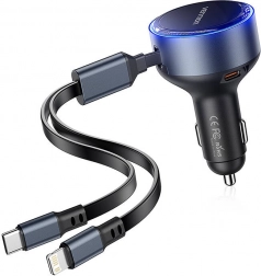 Vention autonabíjačka s USB‑C portom a integrovanými káblami USB‑C/Lightning 60 W