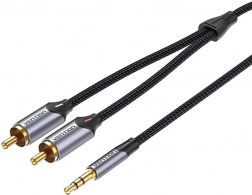 Audio kábel 2xRCA na 3,5 mm Vention BCNBI 3 m (sivý)