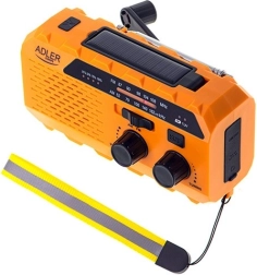 Núdzové solárne rádio s dynamom ADLER – powerbanka, LED svietidlo a SOS
