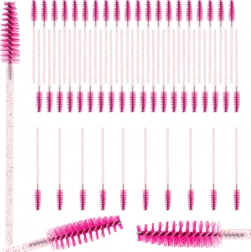 Sada špirálových kefiek na riasy a obočie – 50 ks, ružové