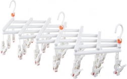 Skladací sušiak na prádlo s kolíčkami, 29 klipsov, biely